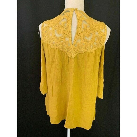 Ella Moss Anthropologie Mustard short sleeve top - Picture 5 of 8